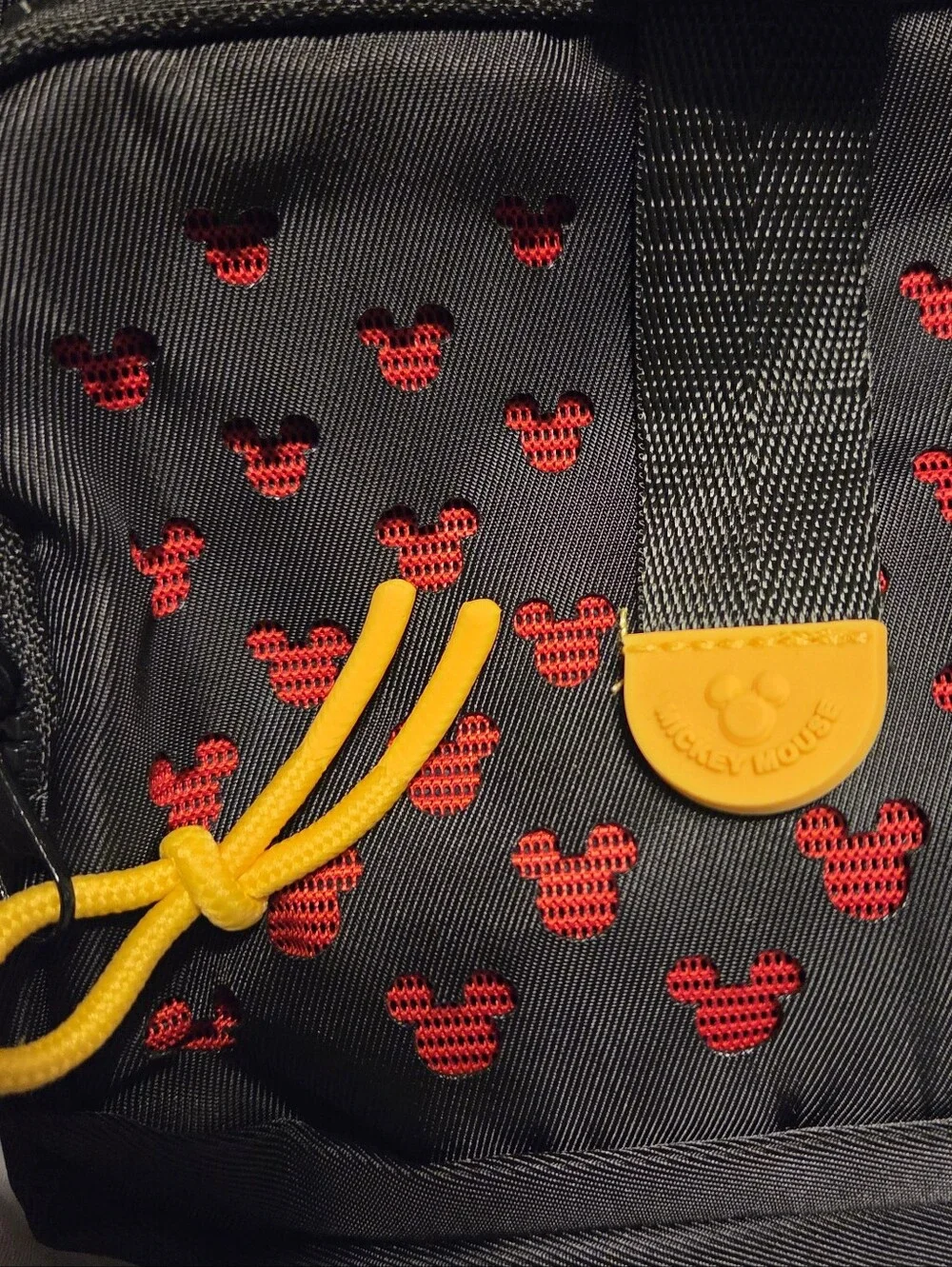 Disney Mickey Ear Pattern Black Backpack with Red Accent BNWT.